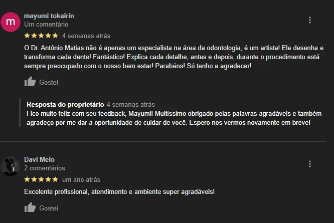 feedback para o dr antonio